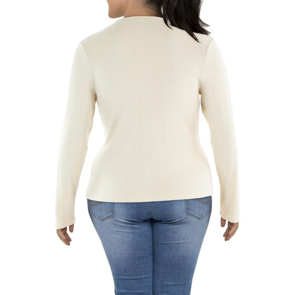 Vince Womens Beige Ribbed Knit Henley V-Neck Pullover Top Shirt NWT - Picture 2 of 2